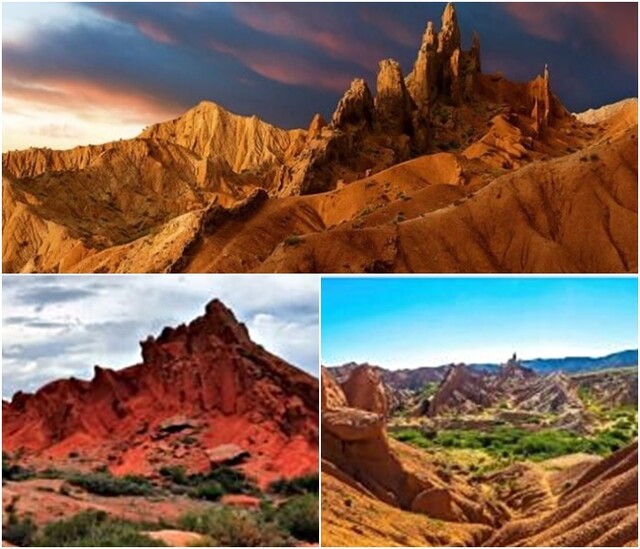 스카즈카 협곡은 수세기에 걸친 침식 작용으로 형성되어 동화 속 등장인물이나 동물을 닮은 기묘한 바위로 인해 동화협곡으로 불린다. 협곡 벽면이 붉은색과 주황색, 노란색, 초록색, 횐색 등 다양한 색조로 나타다 장관을 볼 수 있다. 사진 명상여행사.