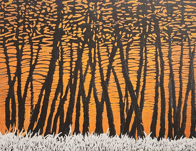 박서령, 빛-나무 사이로, 2025, 한지, 수묵채색, 65x50cm. 이미지 갤러리은