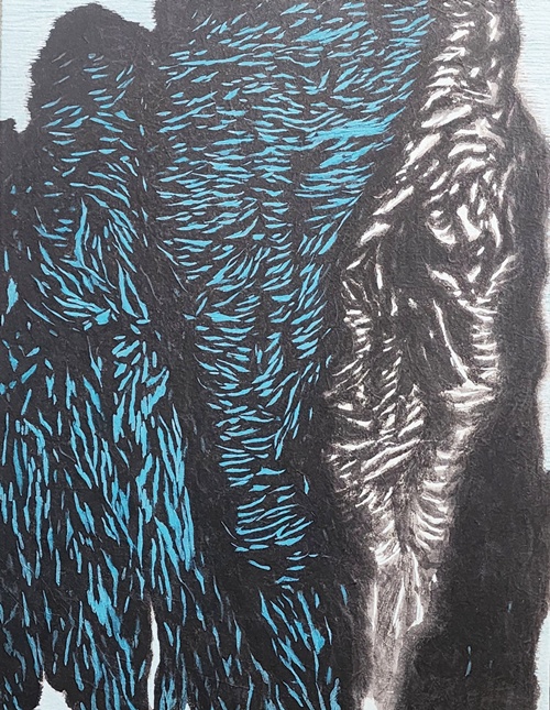 박서령, 바위결 따라 흐르는 빛, 2025, 한지, 에수묵채색, 45.5x53cm. 이미지 갤러리은