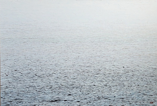 박서령, 은은한 바다빛, 2025, 한지, 수묵채색, 117x80cm. 이미지 갤러리은