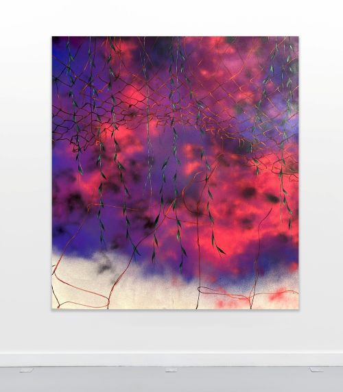 마아트 갤러리(MAĀT Gallery), 파비앙 콘티(Fabien Conti), Grillage, feuille violet, 2024, Acrylic and oil on canvas, 200x180cm. 이미지 마아트 갤러리