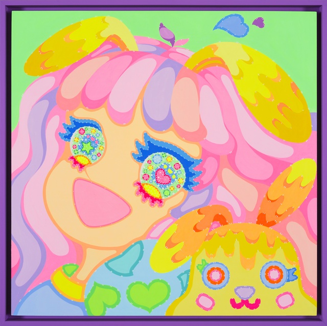 Wonderland, 2025,  acrylic on canvas, lavender frame, 64cmx64cm. 이미지 더 트리니티 앳 그랜드 하얏트