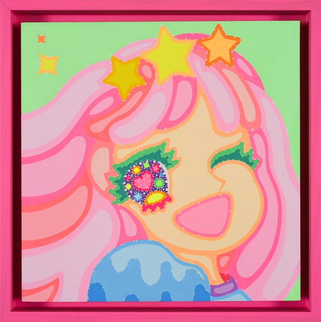 Wonderland, 2025, acrylic on wood, sweet pink frame, 32x32cm. 이미지 더 트리니티 앳 그랜드 하얏트 서울