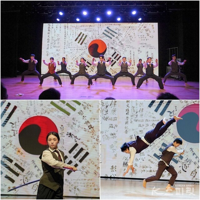 천신무예예술단은 노래와 춤, 연극은 물론 전통무예와 영상예술을 통해 이야기를 전했다. 사진 하미진 기자.