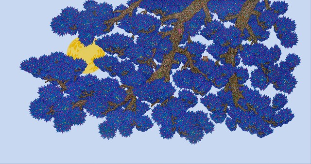 three trees, 2025, 종이에 혼합재료, 100×190cm. 이미지 토포하우스