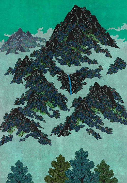 구름속의 산책 #1, 2012, 종이에 먹, 아크릴, 162x112. 이미지 토포하우스