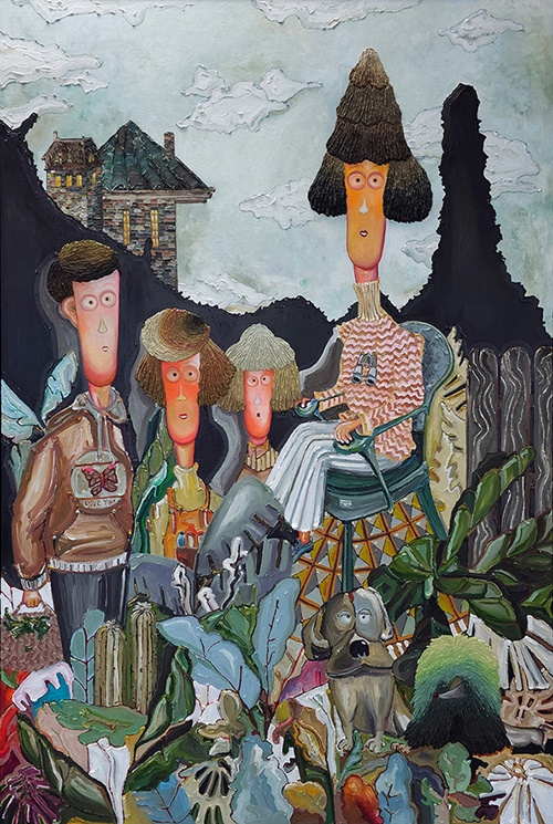 이재현, House on the hill, 2025, Oil, mixed media on canvas, Black metal frame, 145 x 97 cm. 이미지 갤러리조은