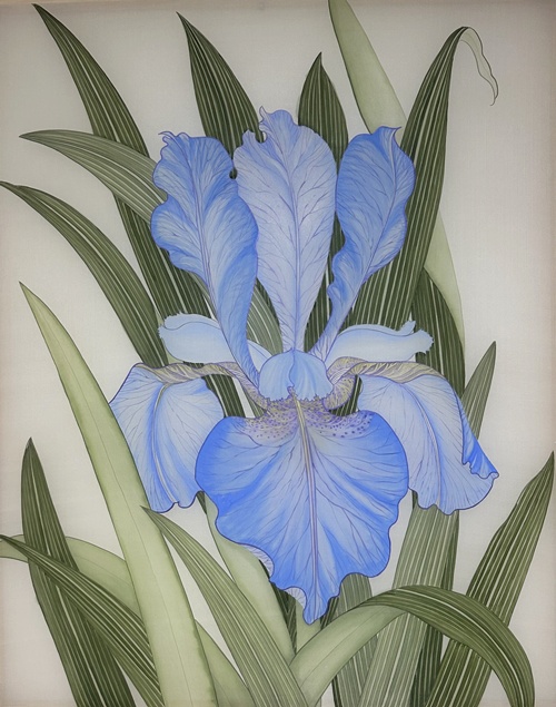 창포(내어드림1), 2025, Mineral Color on silk, 100×80cm. 이미지 임지영