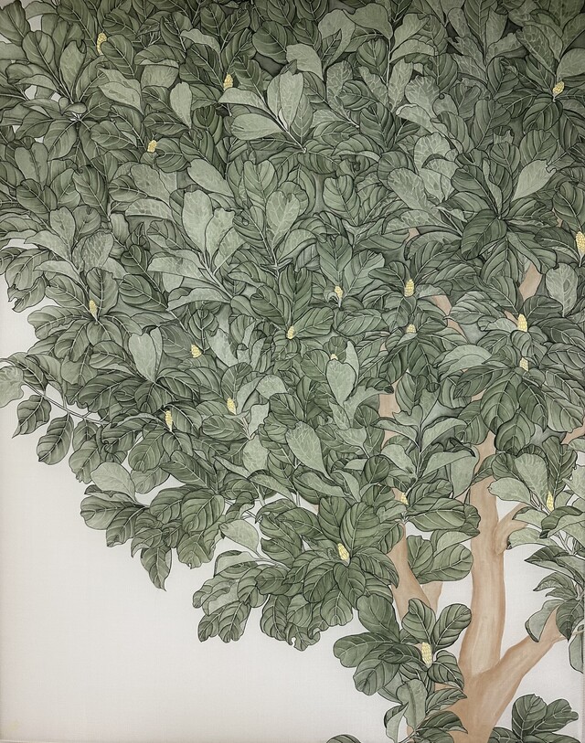 Kobus magnolia(고귀함), 20231224, Mineral Color on silk, 100x80cm. 이미지 임지영.