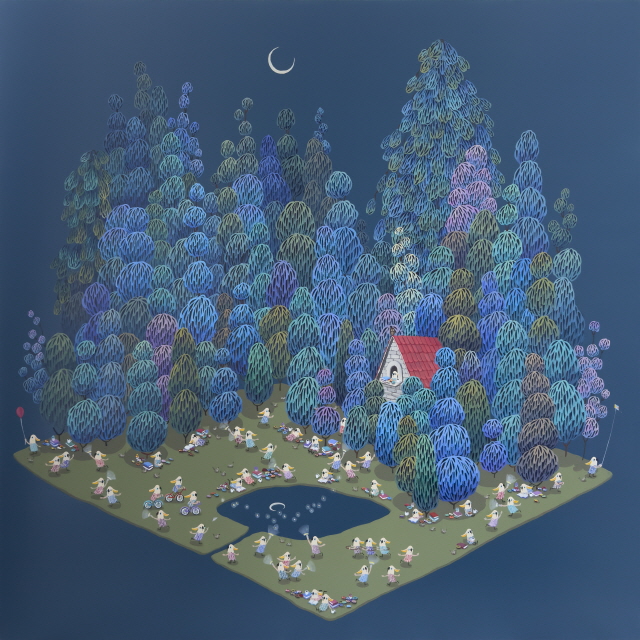 진영, 반짝이는 밤 02, 2025, acrylic on canvas, 91X91cm. 이미지 갤러리벨비 제공