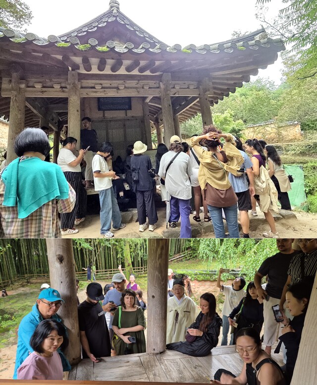 소쇄원 곳곳에 깃든 의미를 탐방한 29개국 청년들은 2025 광주비엔날레에 방문한 큐레이터들이다. 사진 소쇄원.