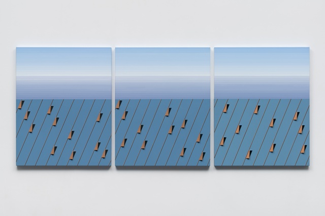 홍미희, Sea No.2-1, 2, 3, 2025 each acrylic, paste board, canvas on panel,  90.9x72.7cm. 이미지 김리아갤러리