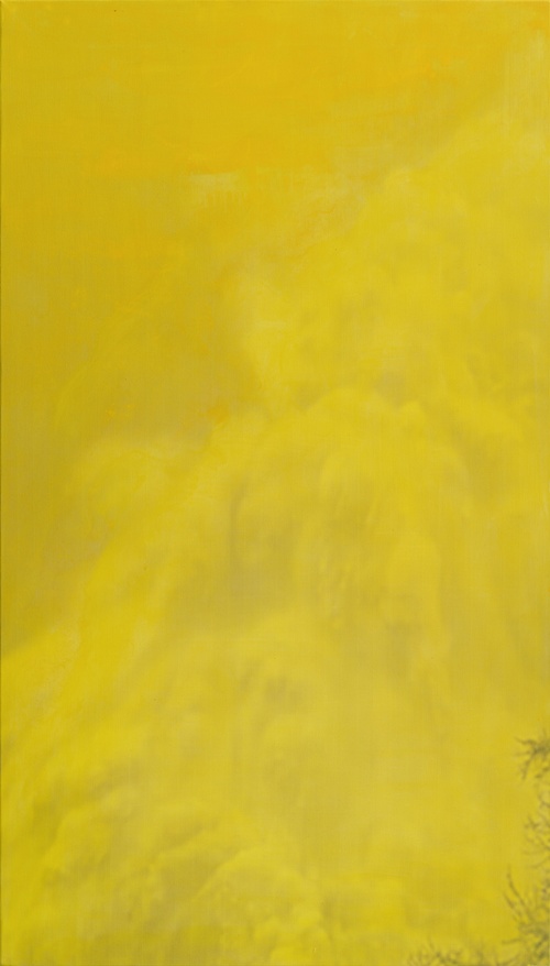 하서 신혜경, Untitled Golden Gate, 2025, Mixed Media  on Canvas, 110x62cm. 이미지 김리아갤러리