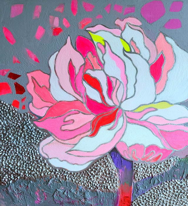 lotus story, 2024, mixed on canvas, 90x90. 이미지 영산강문화관