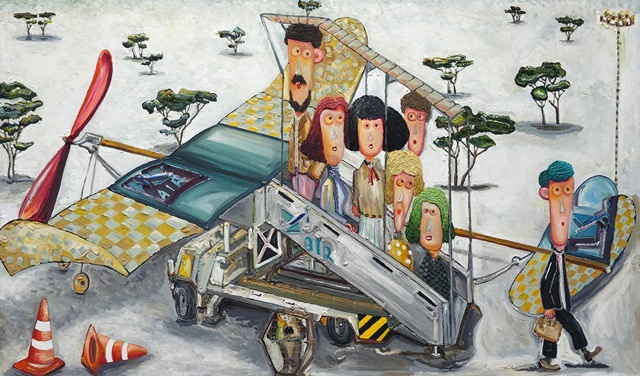 이재현, Voyager, 2025, Oil, Mixed media on canvas, 47 x 80 cm. 이미지 갤러리조은