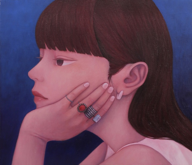 타츠히토 호리코시, Blue note, 2025, acrylic and oil on canvas, 45.5x53cm(F10). 이미지 갤러리조은