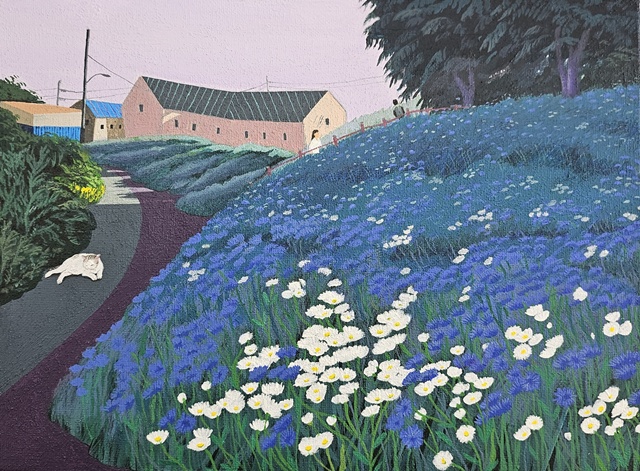 수레국화 핀 산책길. 이미지 하랑갤러리