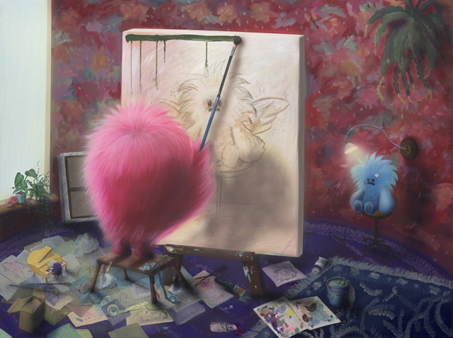 임하리, 천사를 보고나서야 마침내 붓을 든 어떤 화가, 2025, acrylic on canvas, 97 x 130 cm. 이미지 아뜰리에아키