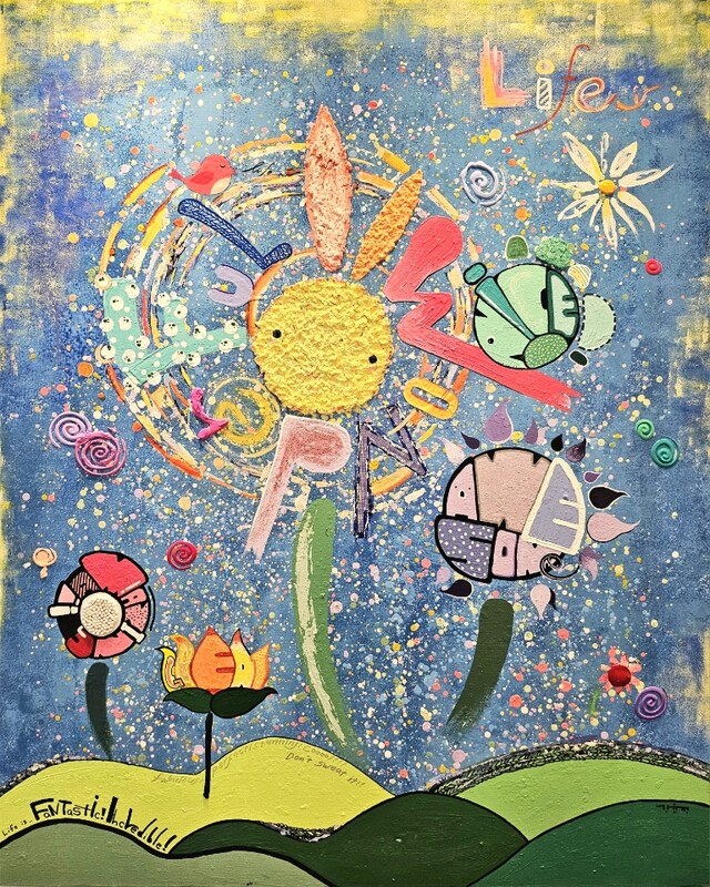 강윤정 작가의 전시작 Life is, / 162X130 / mixed media /2025. 사진 갤러리 B.O.S