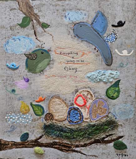 강윤정 작가의 전시작 Live like a fairy tale / 72.5x60.5 / mixed media / 2025. 사진 갤러리 B.O.S