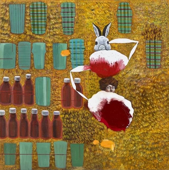 균일한 단절, 2025, Oil on linen, 100x100cm. ⓒ 정수진, 이미지 S2A 제공