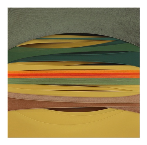 정다운, Fabric Drawing #166, 2024, Frame with Fabrics and Thread, 50 x 50 cm. 이미지 갤러리조은