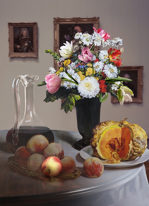 배준성, The Costume of Painter - Still life with peach, 2022, pumpkin 3D, lenticular, 75x54.5(ed,1_13). 이미지 갤러리조은