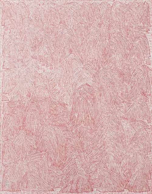 산수경-23, 2015, Acrylic on canvas, Scratched, 116.8 x 91cm(50호). 이미지 갤러리508