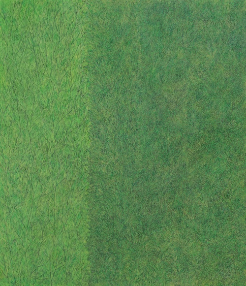 Whisperscape #36, 2025, Oil, acrylic, pen on canvas, 53.0×45.5cm. 이미지 손서현