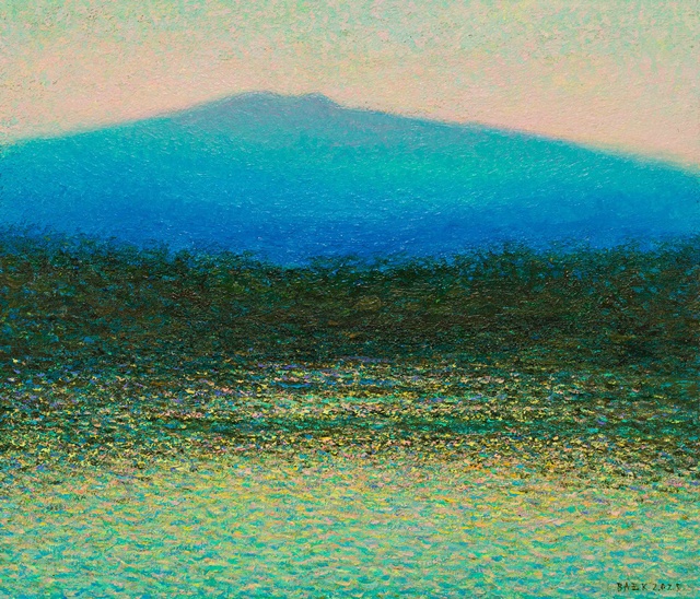 한라산이 보이는 풍경, 2025, oil, acrylic on canvas, 45.5x53cm. 이미지 백성원