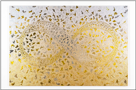 Infinity2509, 2025, Hand-cut mirror PET film, mixed media on canvas, 130 × 194 cm. 이미지 금산갤러리