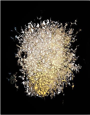 This is the moment001, 2025, Hand-cut mirror PET film, mixed media on canvas, 117 × 91 cm. 이미지 금산갤러리