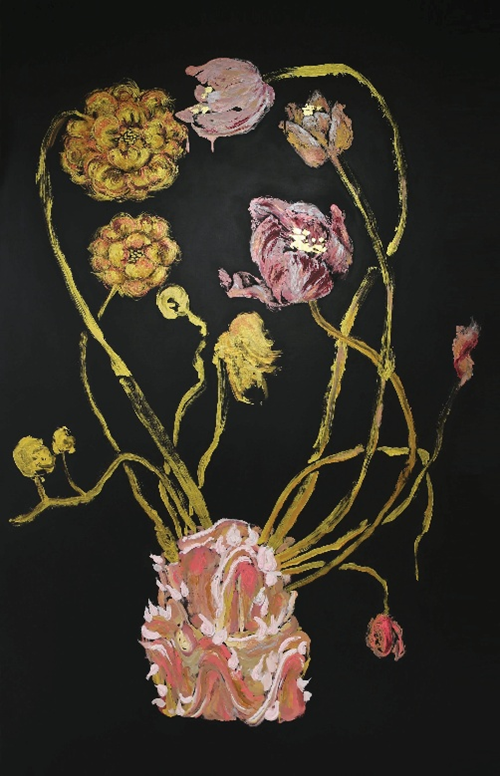 휘수 김혜원, 취(取,Clinging), 2025, Mixed media on canvas, 200×120cm. 이미지 갤러리은